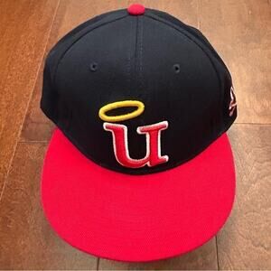 Umbrella Clothing, Dark Navy, Red and Gold, Fitted Cap, Size 7, New With Tags